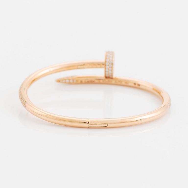 Cartier armband "Juste en Clou" 18K roséguld med runda briljantslipade diamanter.