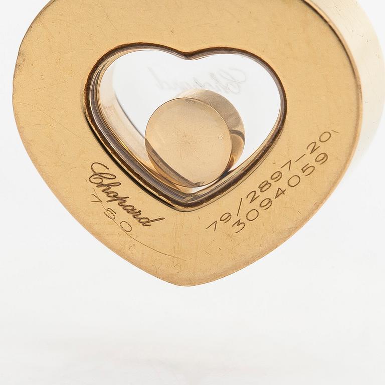 Chopard, an 18K gold 'Happy Diamonds' necklace with a heart pendant, and brilliant-cut diamond approximately 0.05 ct.