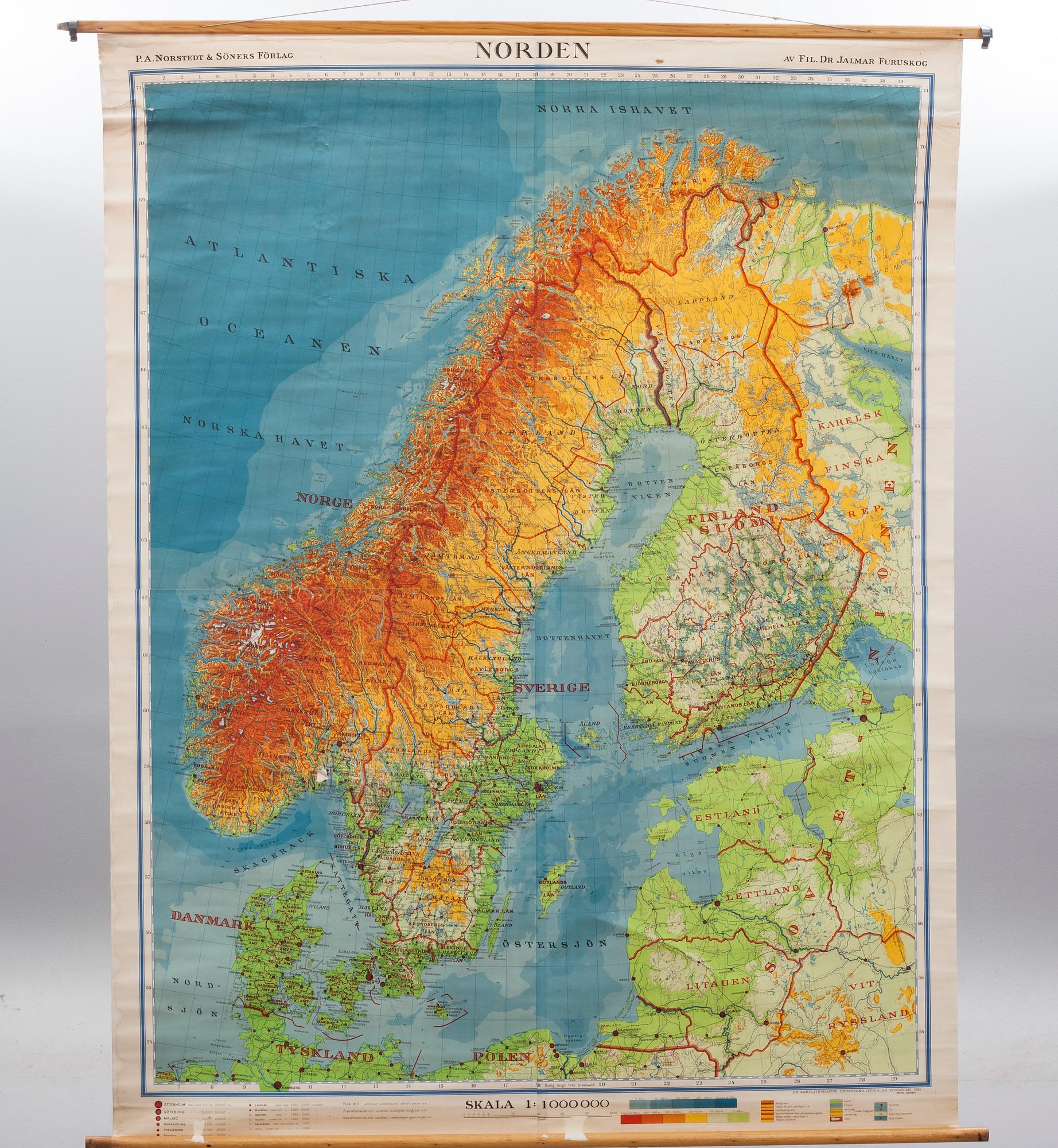 SKOLKARTA. Nordstedt & söners förlag. Norden.