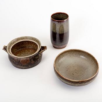 A set of two bowls and a vase signed Carl-Harry Stålhane Rörstrand.