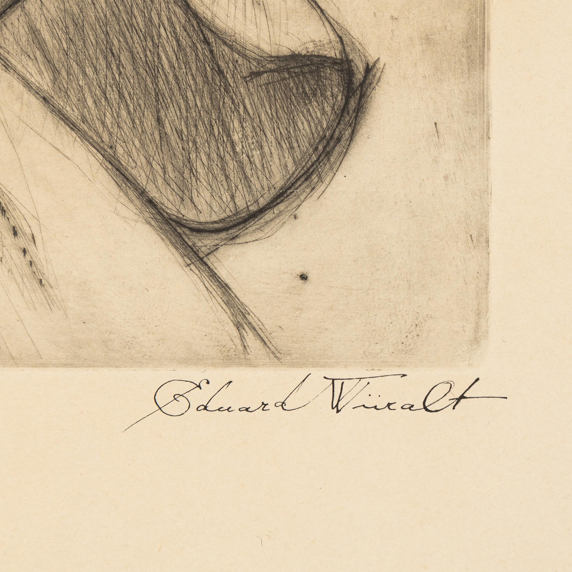 Eduard Wiiralt, etching, signed Eduard Wiiralt and dated neuinöel 1938.
