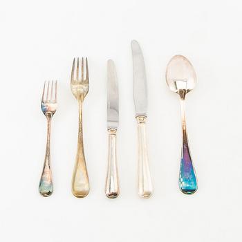 Cutlery set, 90 pieces, Old Swedish, silver and partly of low-grade silver, including GAB, Eskilstuna 1987.