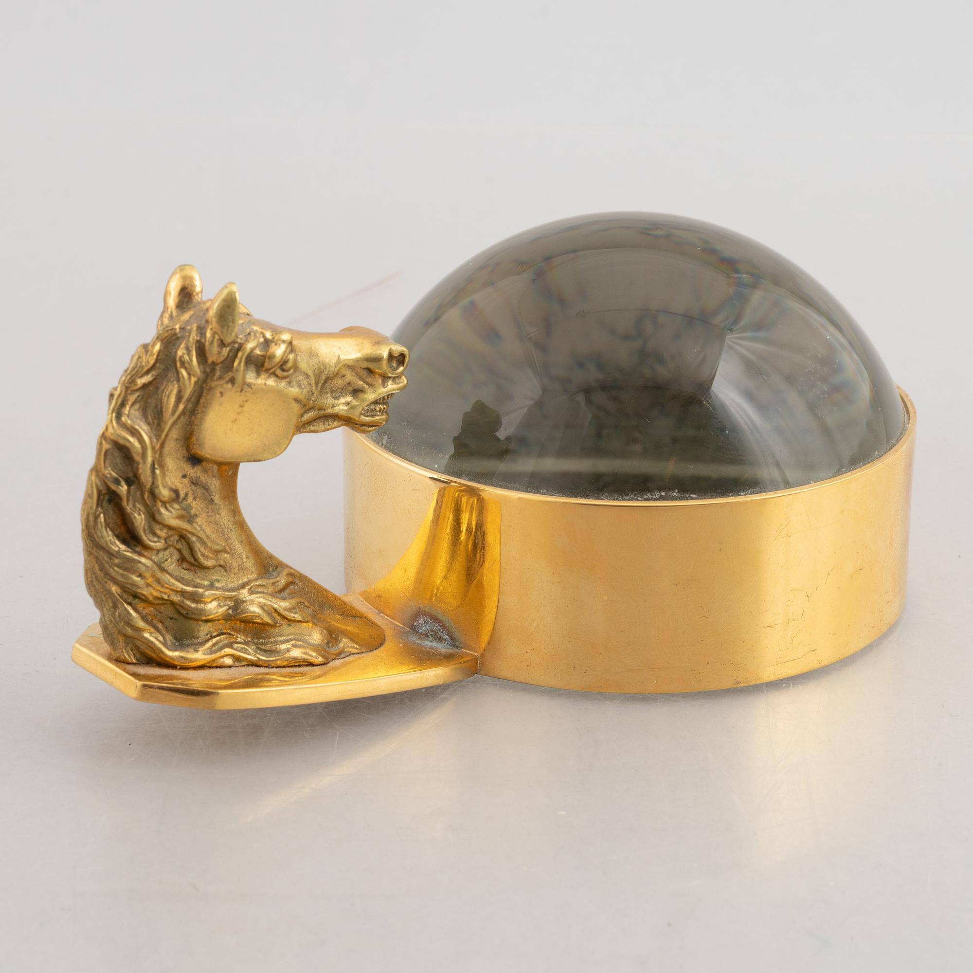 Hermès, magnifying glass/paperweight, "Tête de Cheval", 1960s/70s.