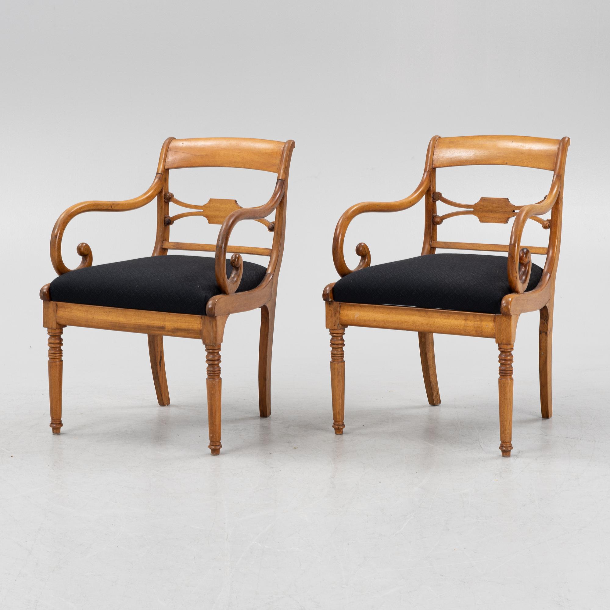A pair of Empire armchairs, mid 19th century.