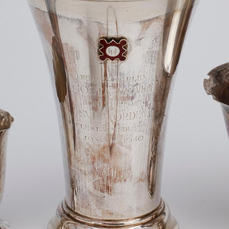 PARTI SILVER, 7st delar, bl.a C.G Hallberg, Stockholm, 1924. Totalvikt ca 600 g.