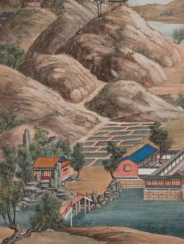 A group of five Chinese gouache paintings, Qing dynasty, late 18th century, by anonymous artist.