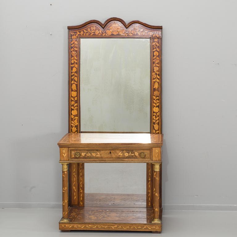SPEGEL med KONSOLBORD, empire, 1800-talets första del/mitt. Sannolikt Holland.