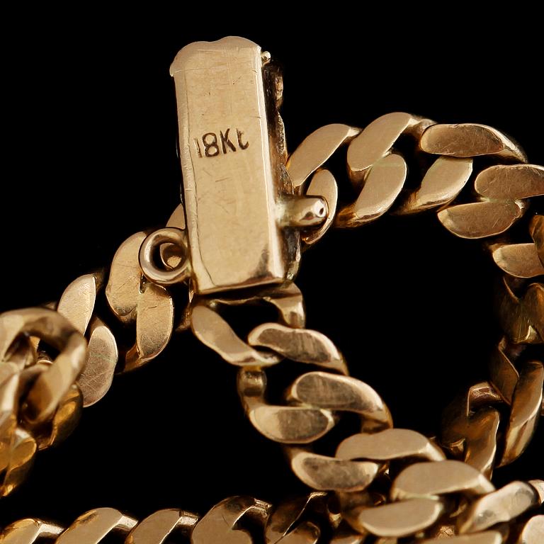 ARMBAND, 18 k guld, kedjelänk. Vikt ca 8 gram.