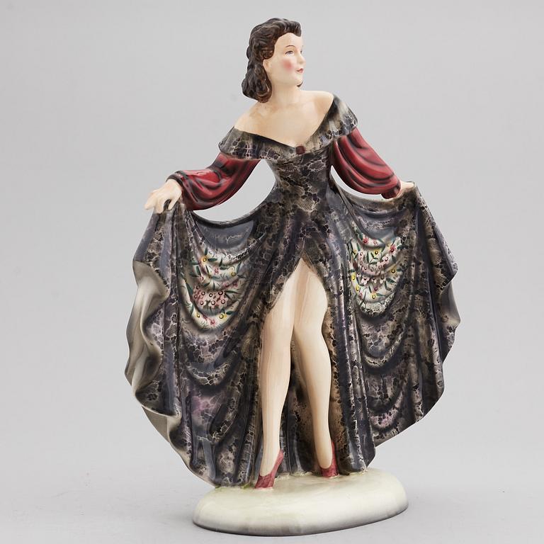 STEFAN DAKON, figurin, flintgods, Goldscheider, Österrike, 1900-talets mitt.
