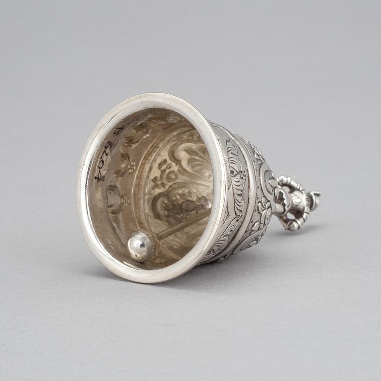 A German silver bell, circa 1900. Weight 95 grams.
