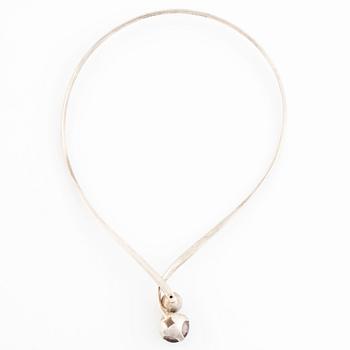 Karl-Erik Palmberg, silver neck ring with smoky quartz, Alton.