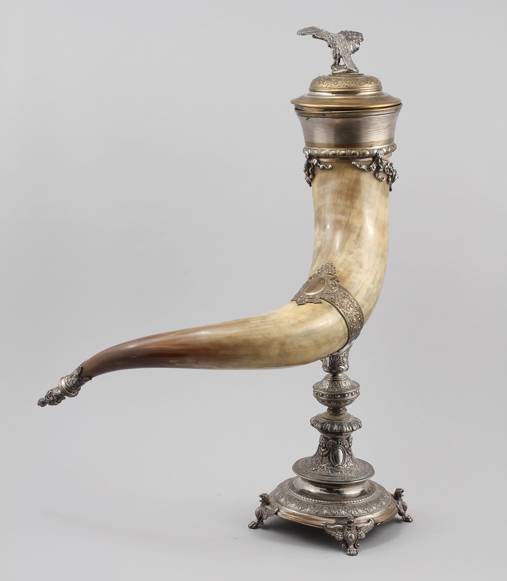 DRYCKESHORN, horn och metall, 1800-talets slut.