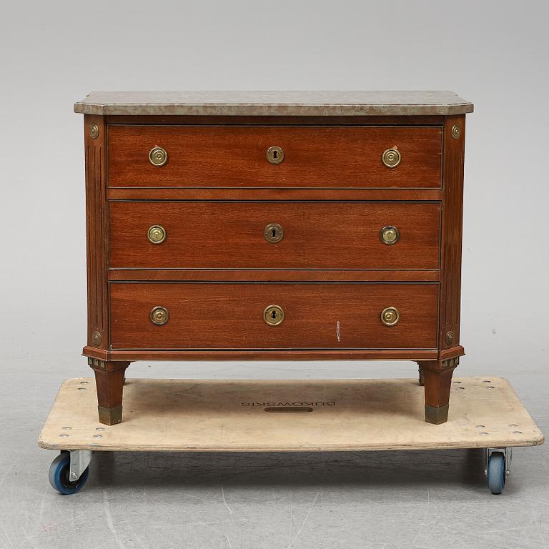 A late 19th Century Gustavian style mahogany chest of drawers.