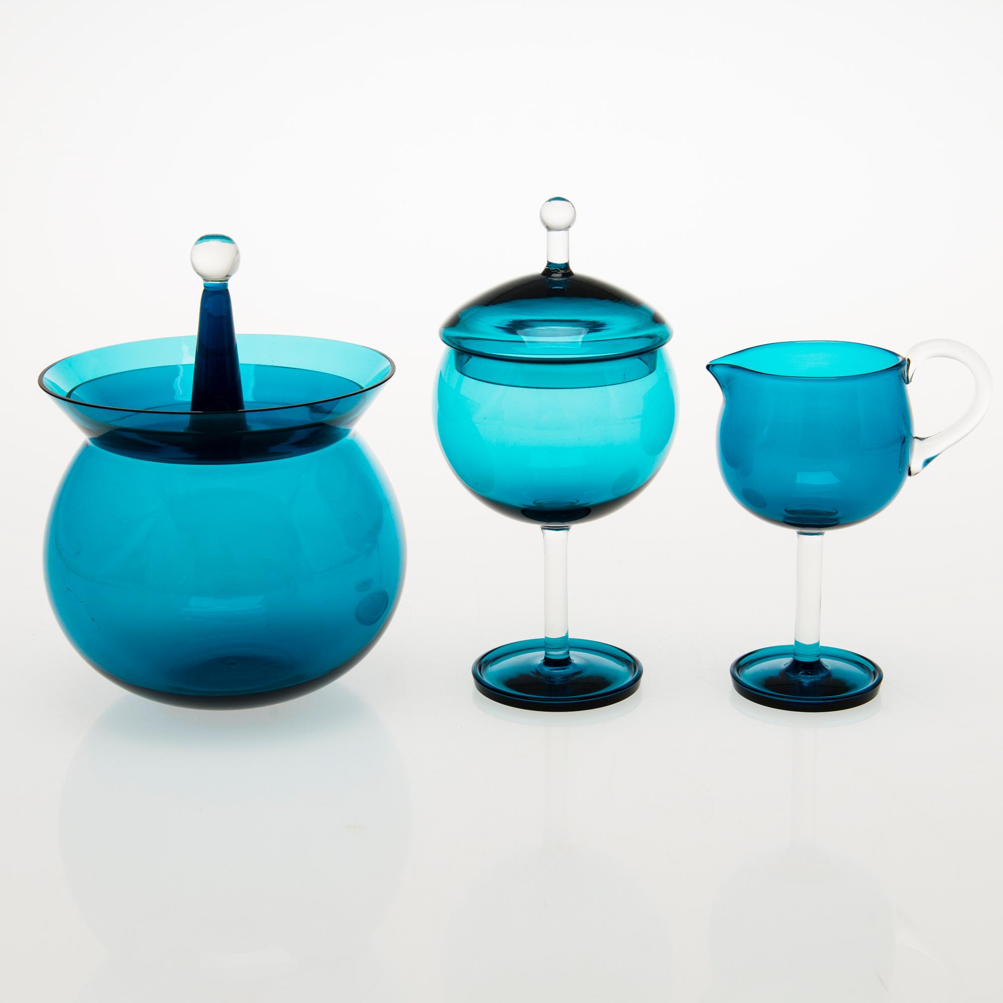 NANNY STILL, "Harlekiini", makeiskulho, sokerikko ja kermakko, Riihimäen Lasi Oy, 1959-69.