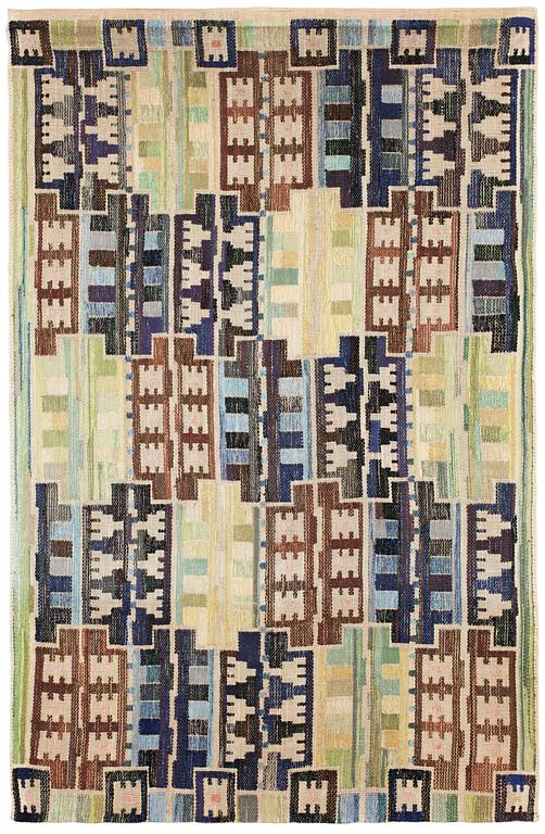 DRAPE. Inplock på linnebotten. 229,5 x 146 cm. Designed by Ingrid Dessau.