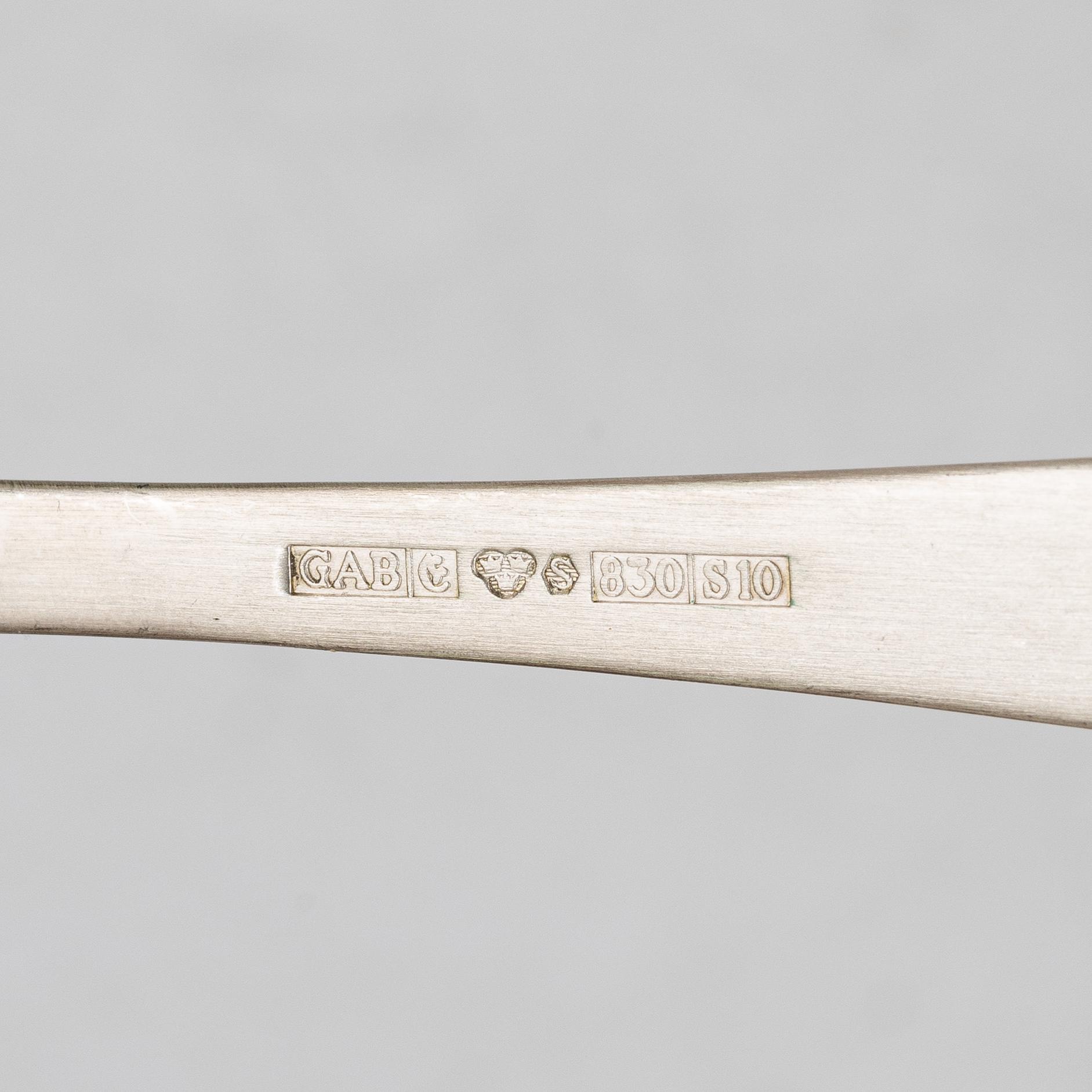 Jacob Ängman, Silver cutlery, 'Rosenholm', GAB, Stockholm and Eskilstuna, some 1962 (17 pcs).