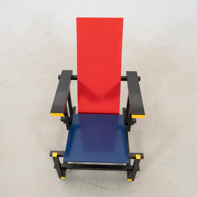Gerrit Rietveld, armchair, "Red and Blue Chair", Cassina, 20th century.