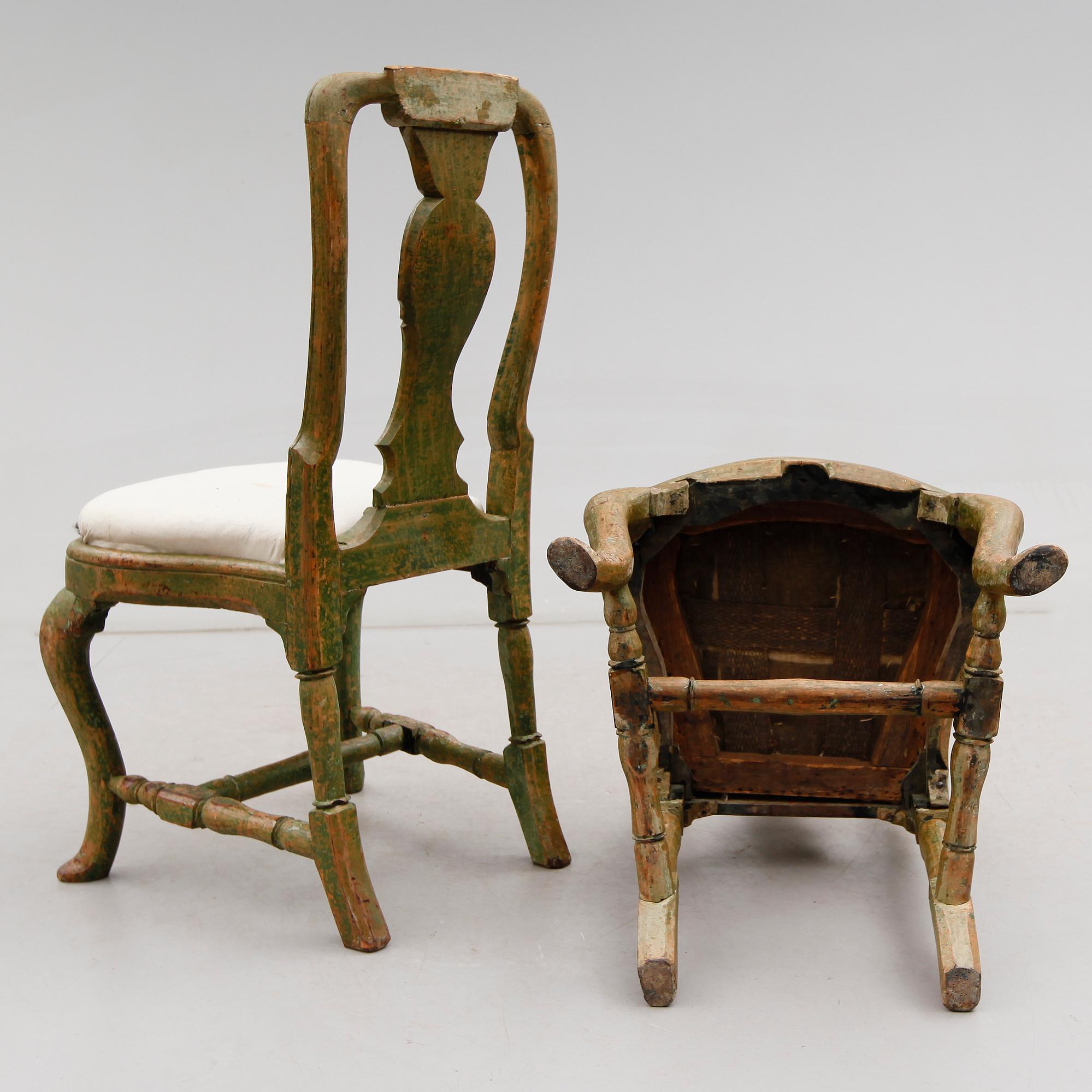 STOLAR, 1 par, senbarock, 1700-tal.
