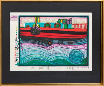 Friedensreich Hundertwasser, serigraph in colours with metal embossing numbered 1649/3000.