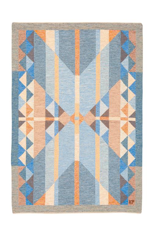 Kerstin Person, a carpet, "Butterfly", flat weave, ca 241,5 x 170,5 cm, signed KP.