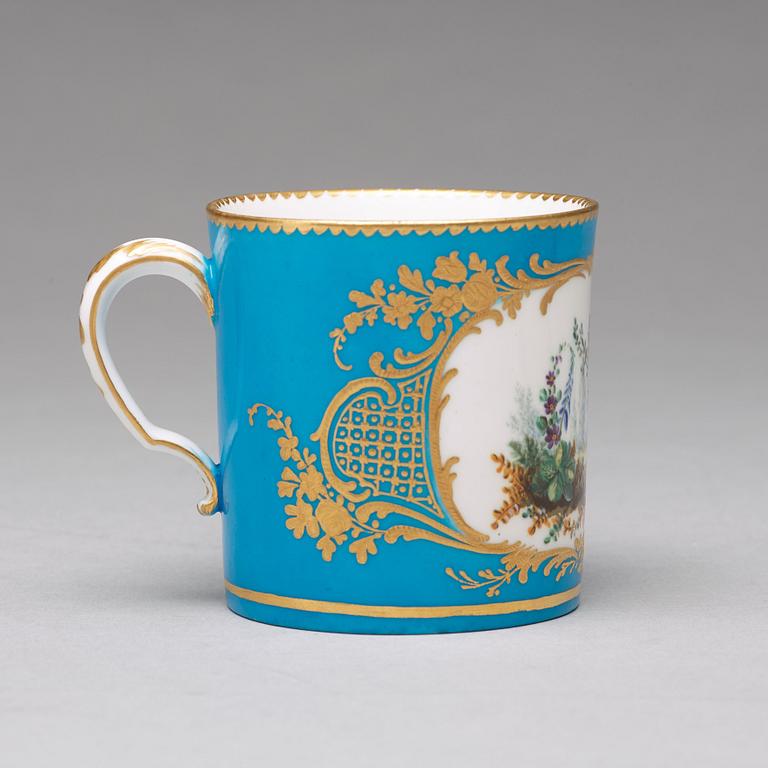 A 'Sèvres' cup and saucer, 18th Century.