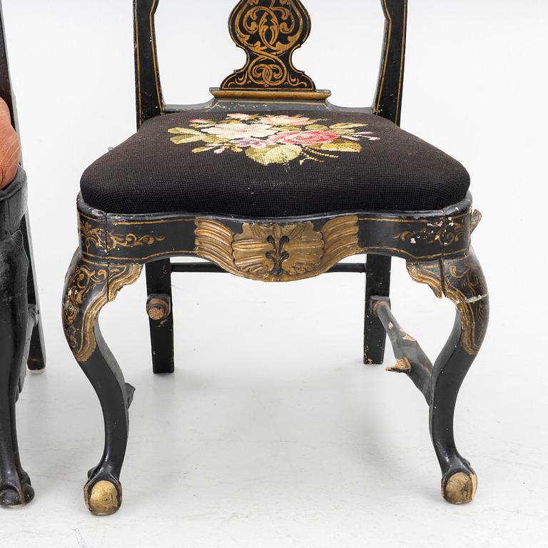 Chairs two, Baroque, 18th century.