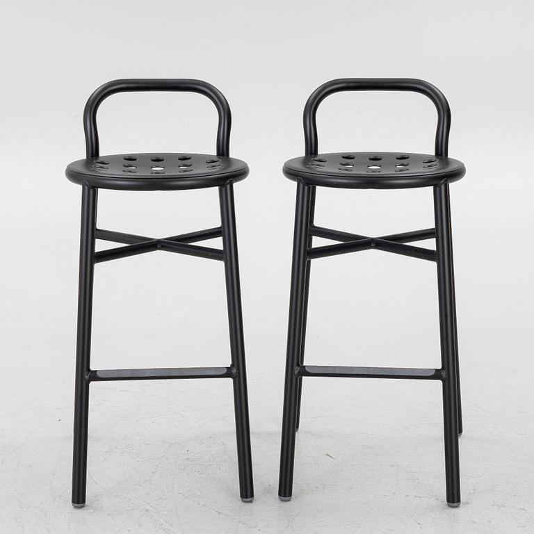 Jasper Morrison, Bar stools, a pair, “Pipe”, Magis, Italy, contemporary.