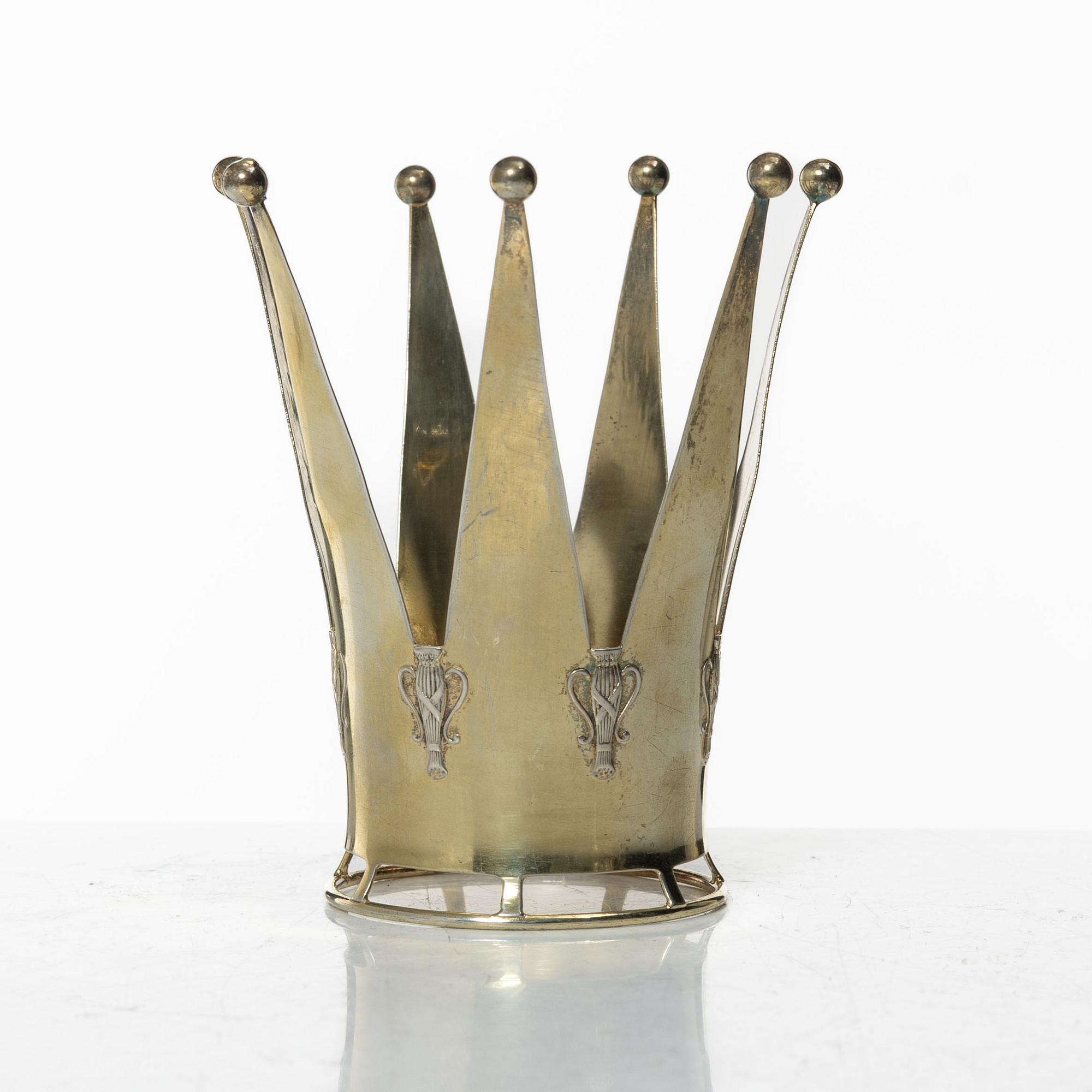 A parcel-gilt Swedish silver bridal crown, mark of Guldvaruaktiebolaget G. Dahlgren & Co AB, Malmö 1944.