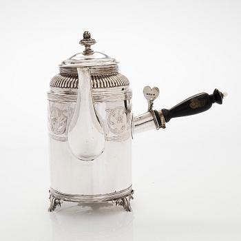 A Gustavian silver coffee pot, maker's mark of J. Henrik Frodell, Stockholm 1797.