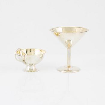 Punschmuggar, 11 st samt cocktailglas, 3 st, silver, BEFA, Göteborg, bl.a. 1976.