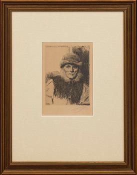 ANDERS ZORN, etching, "Lavards Anders" Signed.