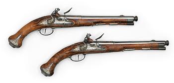 618. A pair of flintlock pistols Berg Norrköping second half of the 18th century.