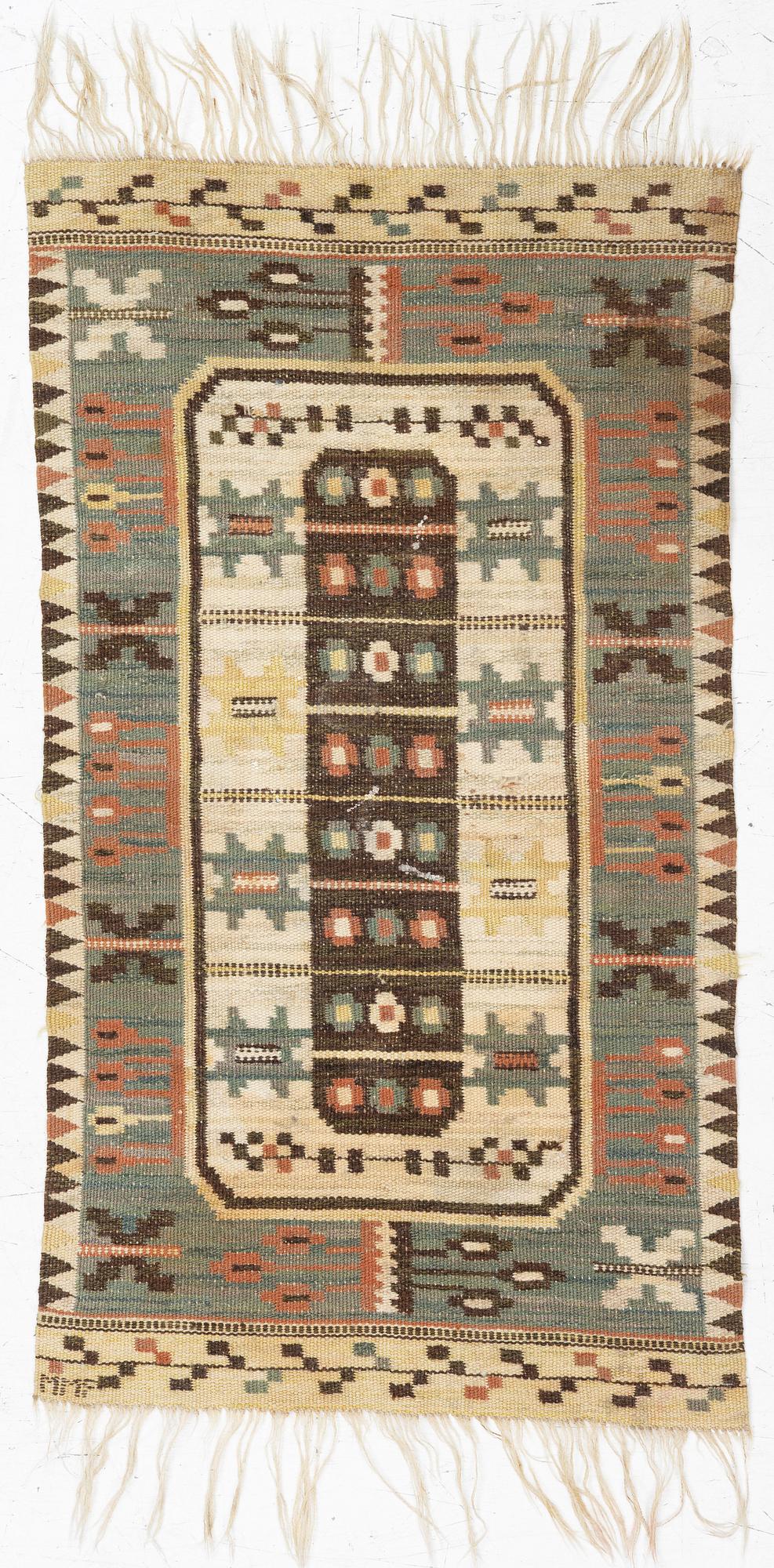 Märta Måås-Fjetterström, a textile, 'Rabatten', flat weave, ca 100 x 50 cm, signed MMF.