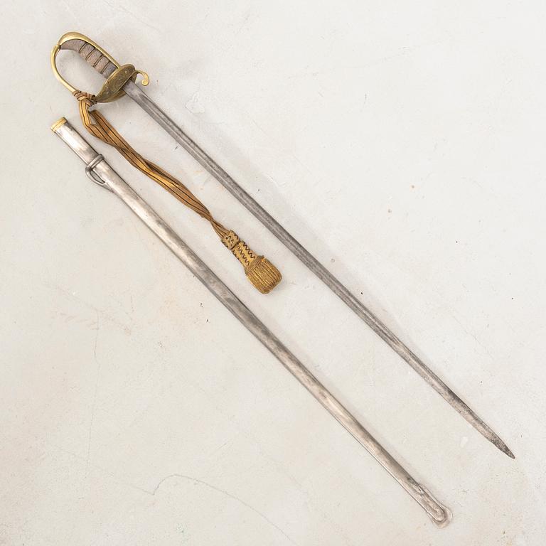 A Swedish infantryofficer's sabre, with scabbard.