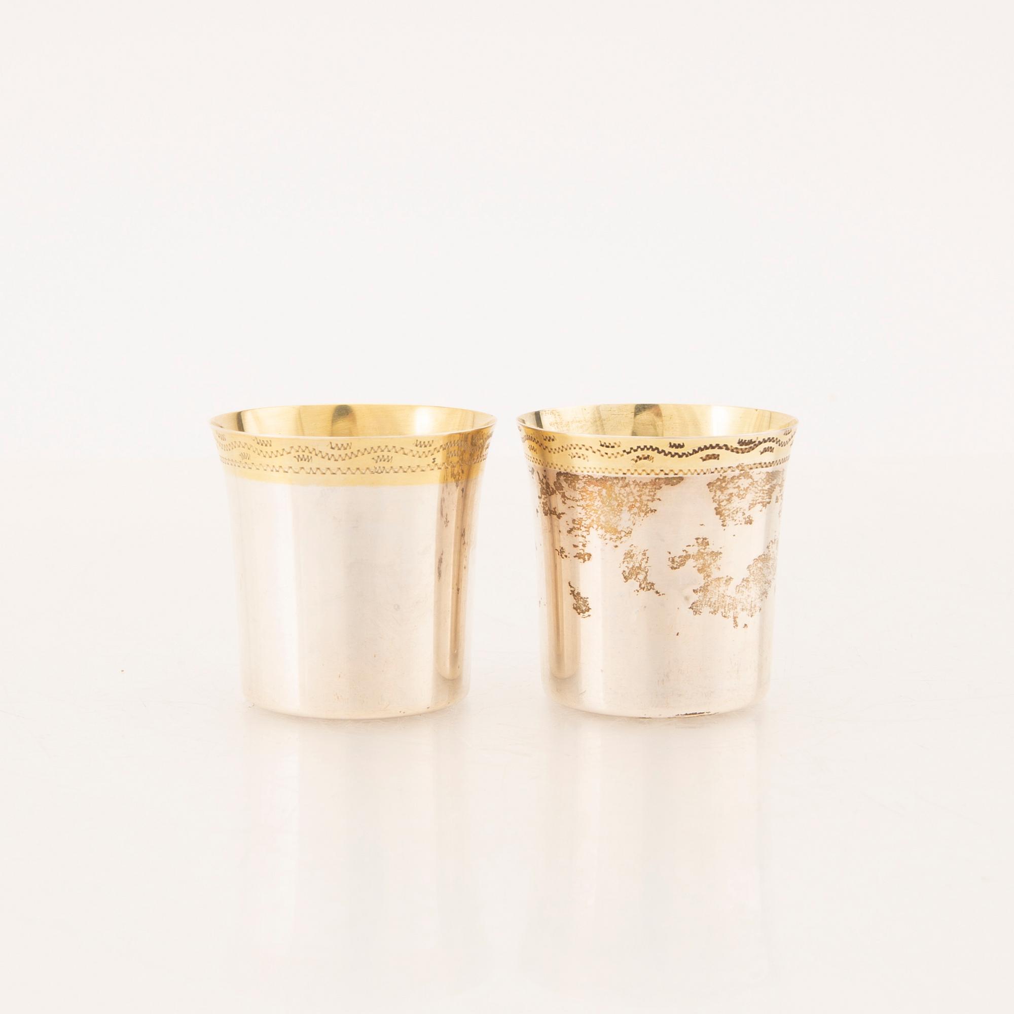 CG Hallberg supbägare 10 st silver Stockholm 1950-tal.