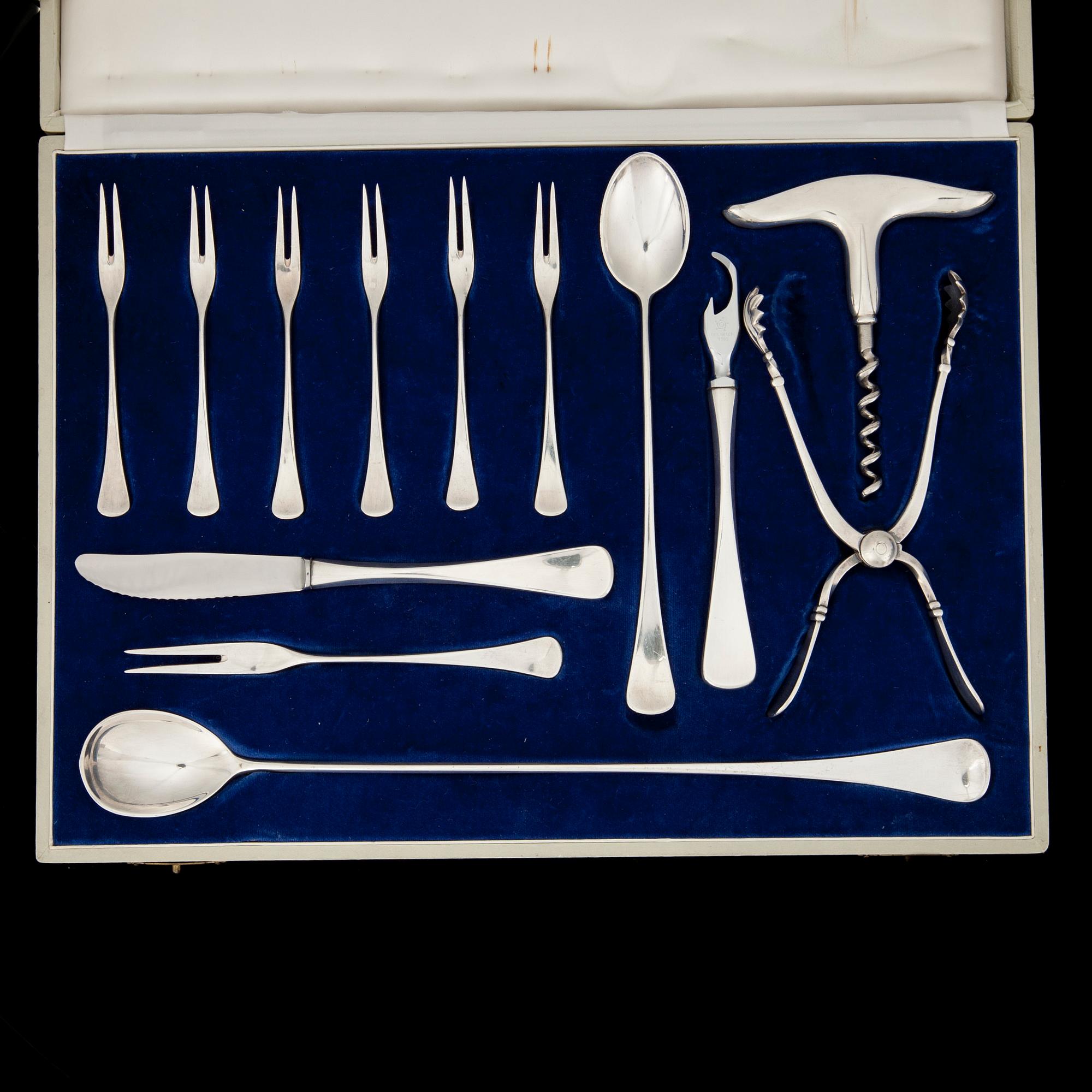 BESTICKUPPSÄTTNING, 13 delar, sterlingsilver, Coctail Set "Patricia", W&S Sörensen, Danmark.