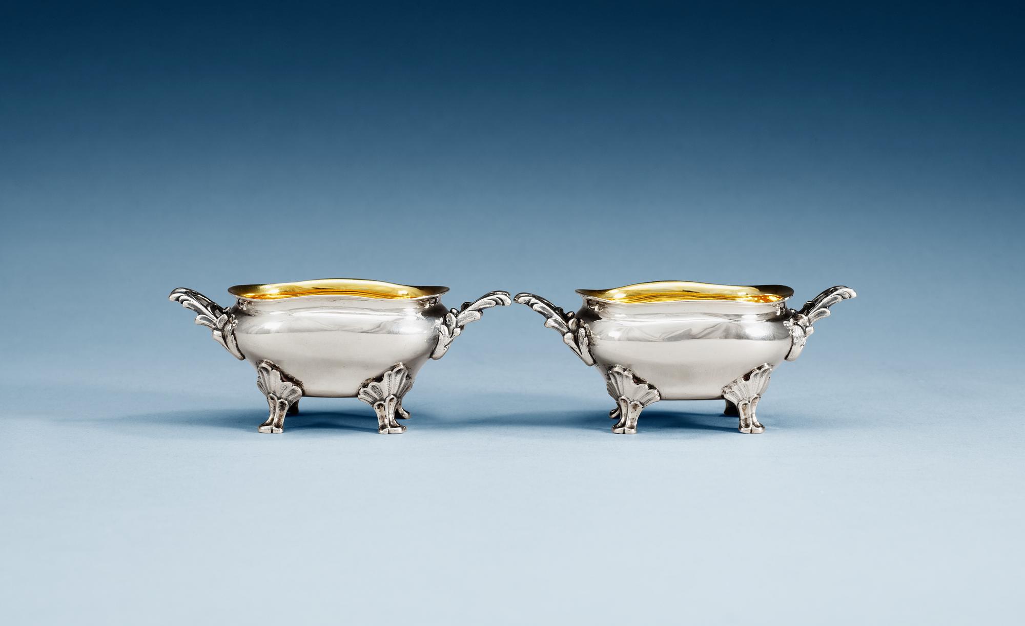 A PAIR OF SWEDISH PARCEL-GILT SALTS, Makers mark of Hans Friedrich Stenqvist, Karlskrona 1794.