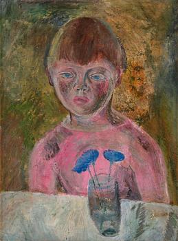 452. Siri Derkert, Child portrait with cornflowers.