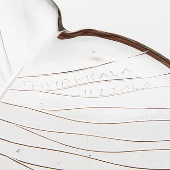 TAPIO WIRKKALA, KULHO, viivahiottua lasia, signeerattu T. Wirkkala Iittala.