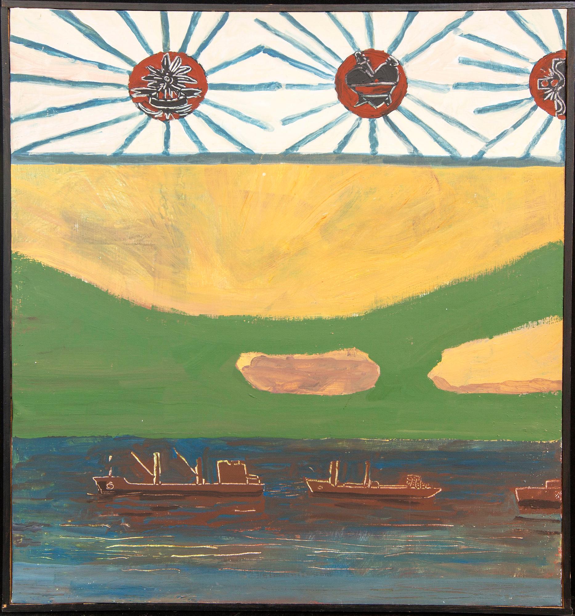 Jockum Nordström, An oil on canvas by Jockum Nordström, 'Tre fartyg'.