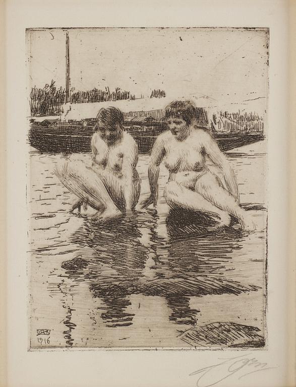 ANDERS ZORN, etsning, 1916, signerad med blyerts.