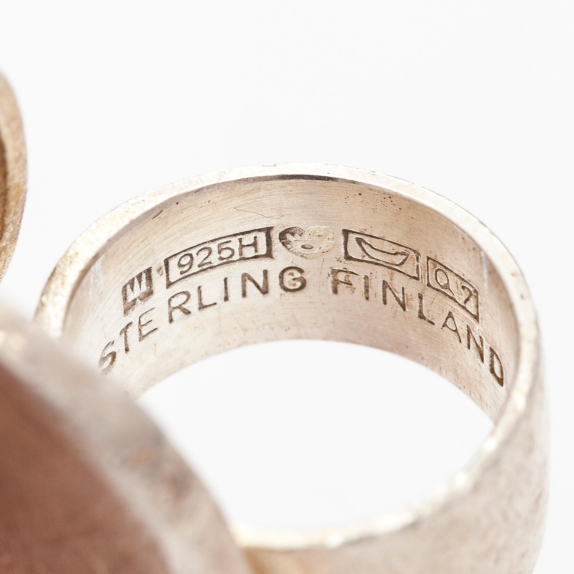 BJÖRN WECKSTRÖM, SORMUS "Magmassa", sterlinghopeaa. Lapponia 1969.