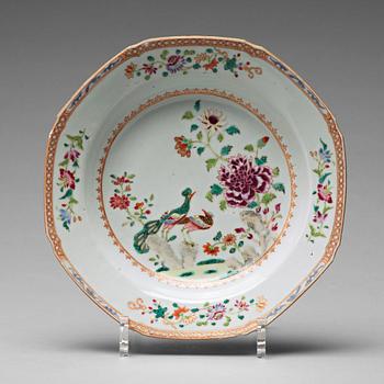 A set of 11 famille rose 'double peacock' soup dishes, Qing dynasty, Qianlong (1736-95).