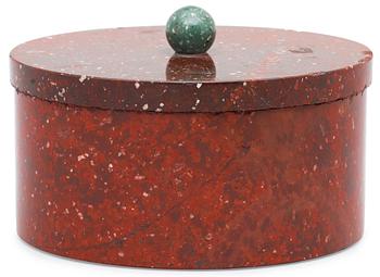 672. A Swedish Empire 19th century porphyry butter box.