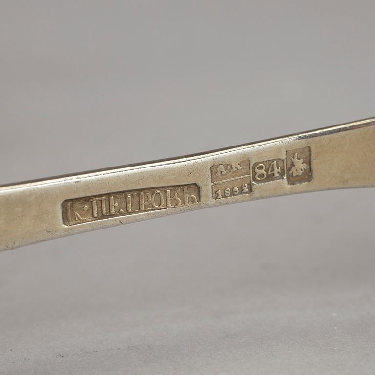 PARTI SILVER, 4 delar. Bl a okänd mästare, Moskva 1856. Vikt ca 232 gram.