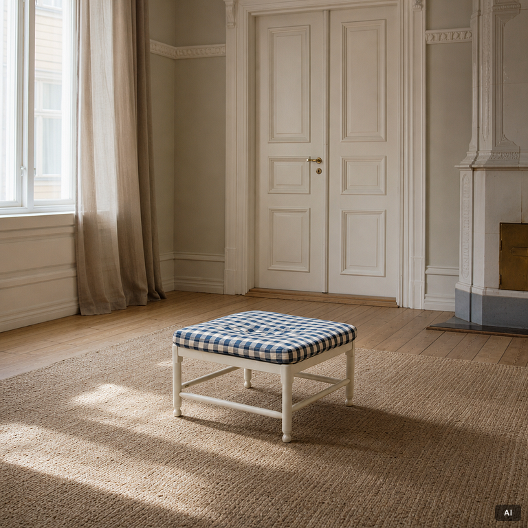 Footstool, "Medevi Brunn", from IKEA's 18th-century series, 1990s.