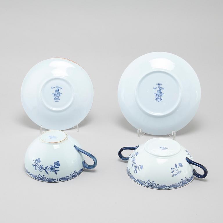 Seven "Ostindia" broth cups with sausers and chocolate cups with sausers in earthenware, Rörstrand, 20th century.