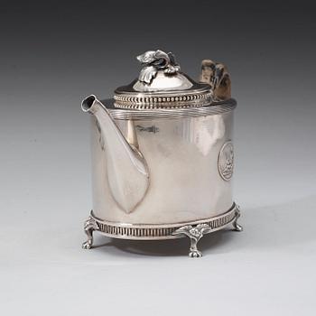 A Swedish 18th century silver tea-pot, marks of Gustaf Hamnqvist, Åmål 1798.