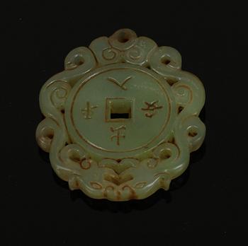 HÄNGEN, 3 st, jade, Kina, 1900-tal.