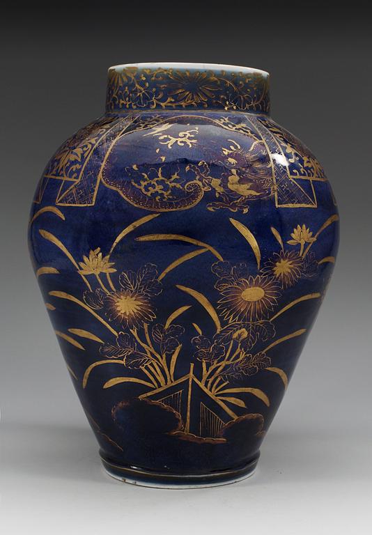 A Japanese powder blue jar, 18th Century.